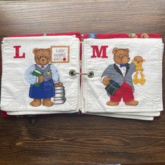 ABC Bear Alphabet Cloth Book Occupations Soft Washable Baby Toddler Handmade