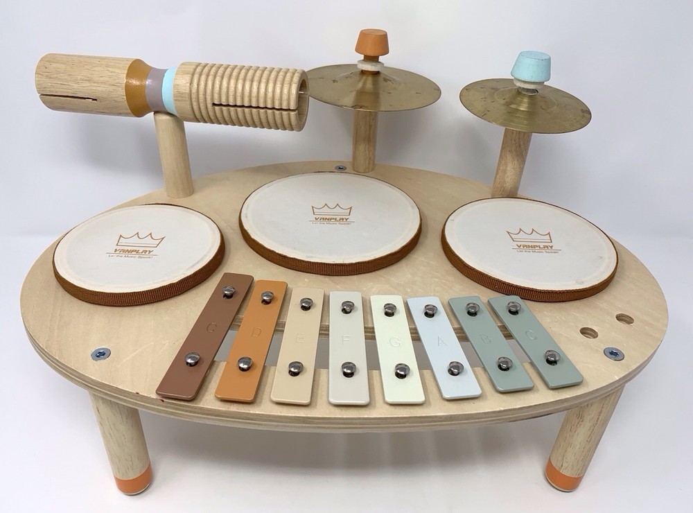 Drum Set 9 in 1 Musical Instruments for for Toddlers Wooden Montessori Toy