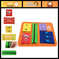 Busy Board for Kids – Fine Motor Skills Learning, Dress & Zip Practice, Sensory