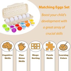 Matching Eggs Set with Beige Eggs Holder, Upgraded Toddler Egg Toys Learning …