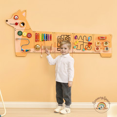 Puppy Activity Wall Busy Board 12 Activities Sensory Panel Kids Ages 3-12 Wood