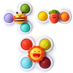 3PCS Pop Suction Cup Spinner Toys for 1 Year Old Boy Girl|Novelty Carrot