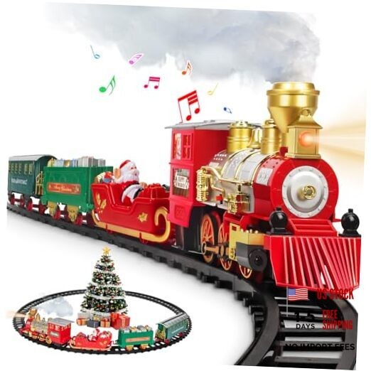 Train Set, Christmas Train Set with Steam, Light and Sounds, Train Sets for