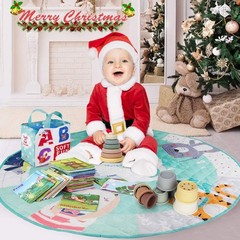 Montessori Playset,Cloth Flash Card Soft Books,Building Block Rings For Baby Kid