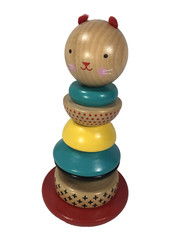 Petit Collage STACKING Modified Cat Kitten Wooden Stacking Wobble Colorful Toy