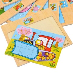 Wooden Jigsaw Puzzles for Kids Age 2 3 4 5 Toddler Puzzles Toys, Preschool Set 6
