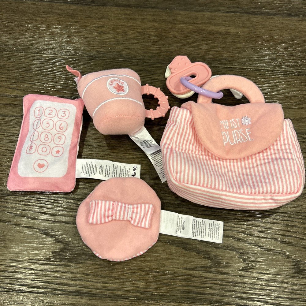 Little Me Baby Toy My First Purse Set Pink Accessories Rattle Teether Crinkle