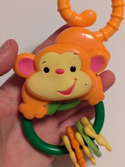 Rainforest Monkey Rings Activity Rattle Hanging Toy Fisher Price Orange Green
