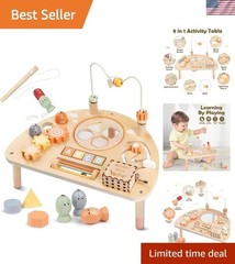 Safe and Durable 8 in 1 Wooden Activity Table for Toddlers | Ideal for Learning