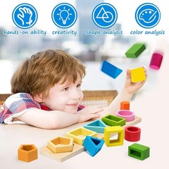 Montessori Toys for 1 2 3 Old Boys Girls-wooden Sorting & Stacking Toys for