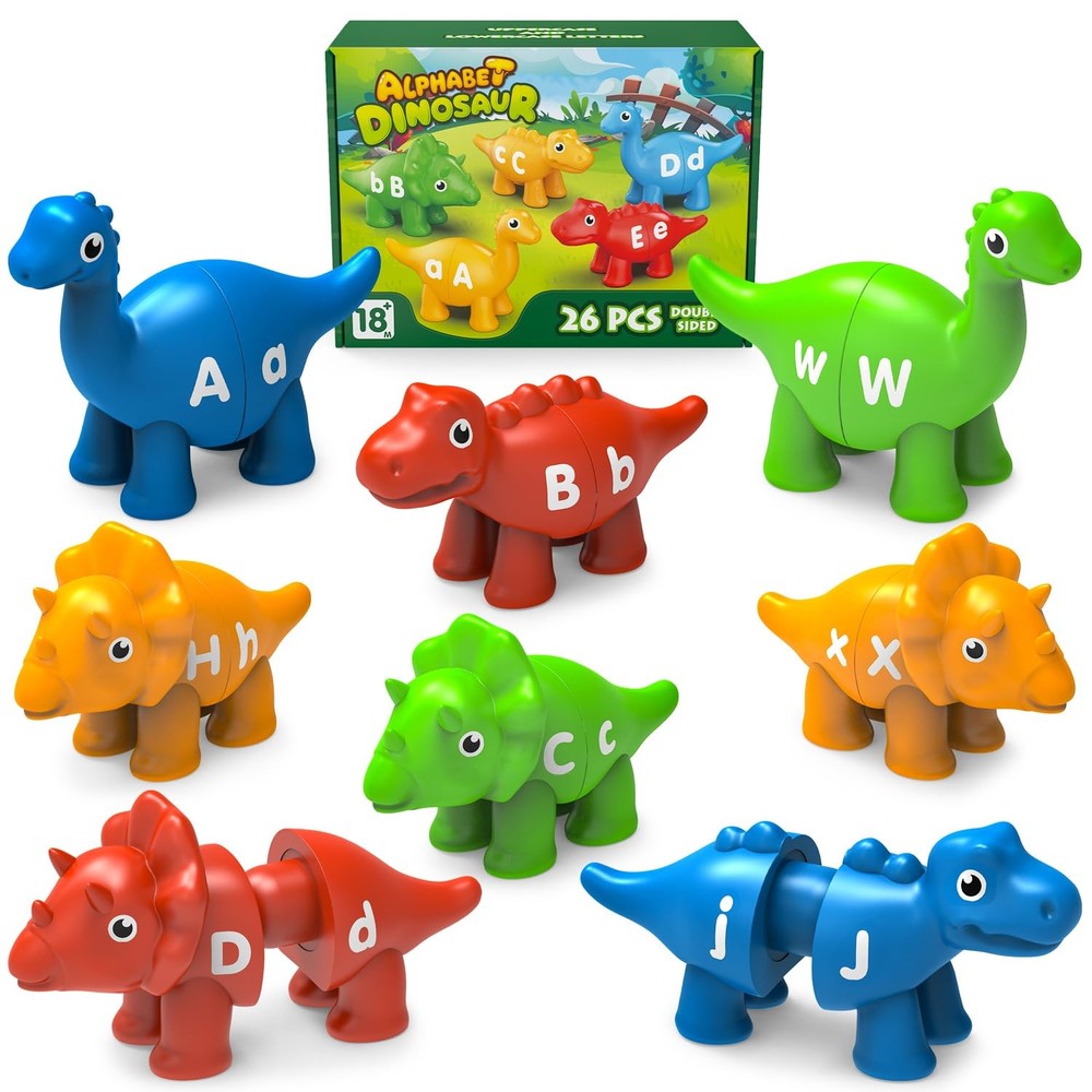 Edumoteso 26PCS Dinosaur Alphabet Learning Toys for 18M+, Montessori Educatio…