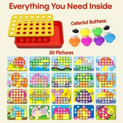 AMOSTING Button Art Toy – Educational 22 cm x 30 x 4.5 cm, multicolored
