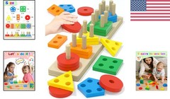 Rainbow Geometric Sorting & Stacking Toy – Safe, Non-Toxic Fun for Toddlers