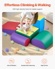 Climb Crawl Activity Play Set 5 Piece Kids Soft Foam Climbing Blocks Non-slip