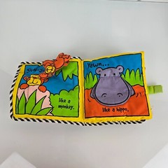 Lamaze Monkey See Monkey Zoo Soft Cloth Baby Toddler Book Rattle Manipulatives
