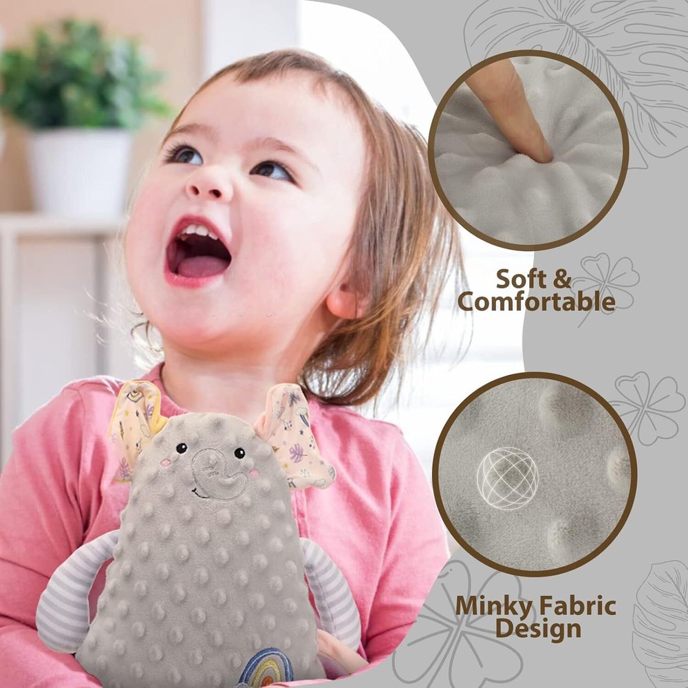 Baby Stuffed Animal Security Blanket with Teething Toy Baby Lovey Unisex Snuggle