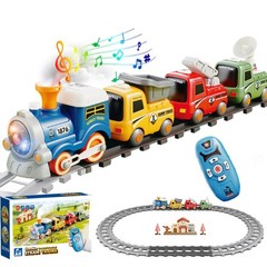 Remote Control Train Toy for Kids, Lighting & Music Train Set with Water Steam