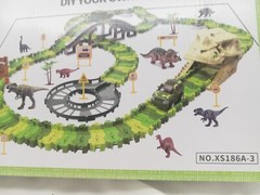 241Pcs Dinosaur Track, Skull Tunnel with Smoke, Light & Sound, Flexible Track