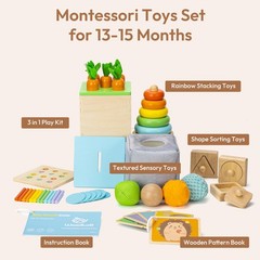Montessori Toys for 1+ Year Old, Wooden Baby Learning Toys, Object Permanence…