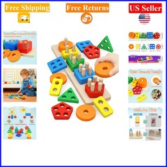Colorful Wooden Montessori Shape Sorter for Toddlers, 20 Pieces