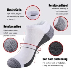 COOVAN Men Athletic Ankle Socks 12 pack Low Cut Short Cushion Casual Sock（