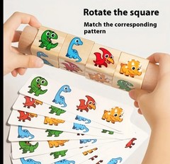 Rotating Building Blocks Educational Puzzle Toy- Dinosaurs