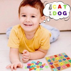 2 Pcs Wooden Puzzles ABC Learning Toys for Kids, Toddlers Alphabet Number Puzzle