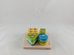 Lot of 3 Lovevery Wooden Toys: Chunky Jigsaw, Sunny Day, Sort Stack Peg Puzzles