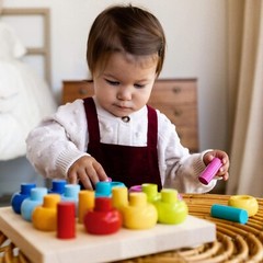 33-Piece German Beech Wood Stacking Rings – Multi-Color Sorting Toy for Toddlers