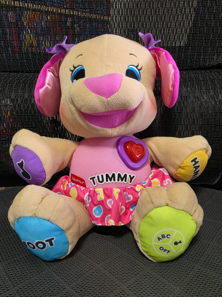 Fisher-Price Laugh & Learn Tummy Puppy Plush Soft Toy Light-Up Musical Alphabet