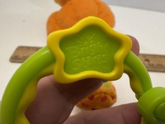 Brights Start Plush Elephant Orange Yellow Chime Rattle Stroller Crib Clip 11″
