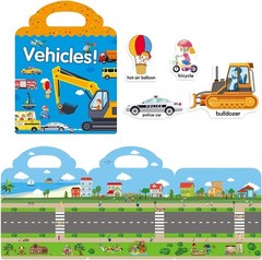 Reusable Sticker Book for Kids, Vehicles Truck Stickers Educational Learning Toy