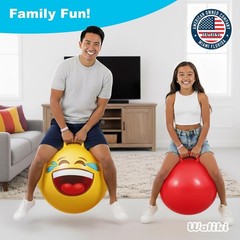 Kids 18″ Red Hopper Ball – Plush Jumping Toy for Ages 3-6 with Easy Inflate Pump