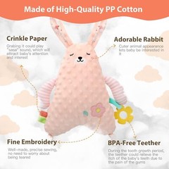 Baby Stuffed Animal Security Blanket with Teething Toy Baby Lovey Snuggle Toy