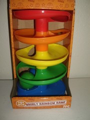 NEW Toy Box Small Ball Tower with Whirly Rainbow Ramp for Kids 7pc 10″ Tall