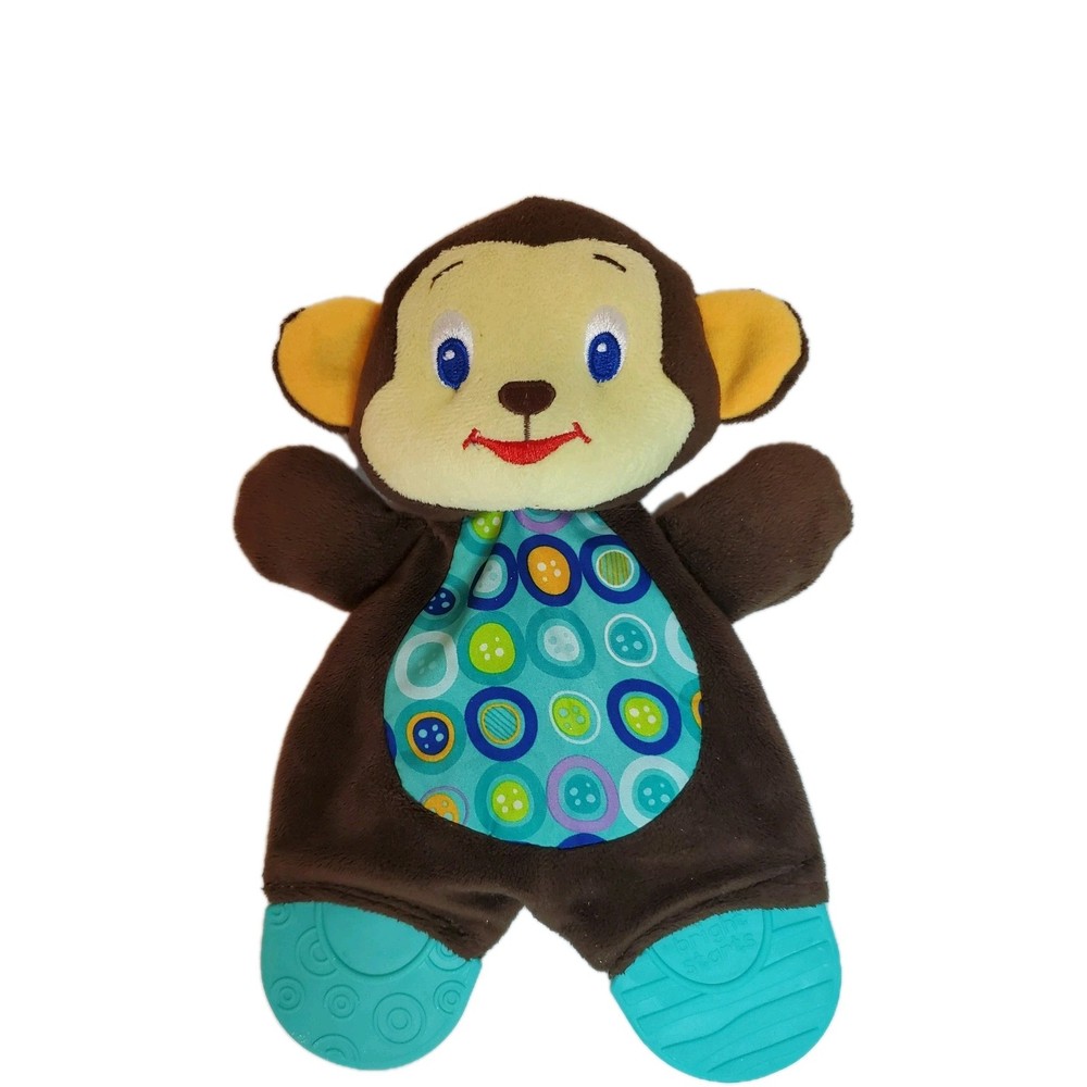 Bright Starts Snuggle & Teethe Plush Teether MONKEY Plush Lovee w/ Chewable Feet