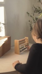 Brooklyn Neutral Boho Abacus – STEM Math Toddler Toy with Beads – Montessori