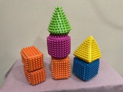 HEDSTROM SOFT SENSORY SHAPE BLOCKS, STIMULATING, SQUEEZABLE, ROUNDED NUBS, VINYL