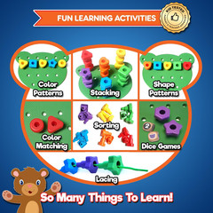 Jumbo Stacking Shapes Pegboard Set Kids Learning Toy w/ Storage Box