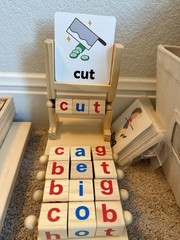Wooden Reading Blocks Short Vowel Rods Spelling Games Cards Montessori Learning