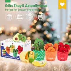 hahaland Baby Sensory Toys – 16 PCS My First Fruit Red, Green, Yellow, Orange