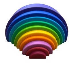 Rubber Rainbow Stacking Puzzle Toy Handcrafted Pretend Play Set Ages 3-5