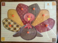 Gund Kids Wooden Turkey Peg Puzzle Preschool Kindergarten 2-sided w/ Fun Facts