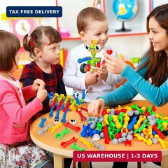 186 Pcs STEM Building Toys, Creative Engineering Kit for Kids Ages 3-12, Gift