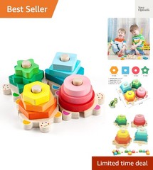 Stacking Toys for Toddlers 1-3, Montessori Shape Sorter Baby Toys 12-18 , Woo…