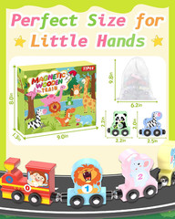 11 Pcs Magnetic Train Set Montessori Toys for Toddlers Boys Girls, Wooden Animal