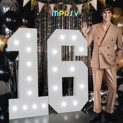 imprsv 4ft Marquee Numbers 16 for 16th-Birthday Decorations: Large Light up N…