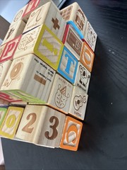 Wooden Blocks w/ Numbers, Letters, & Words 40pcs Educational Toy