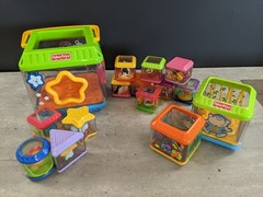 Fisher-Price Shape Sorter Peek-a-Boo Blocks Stack and Nest Blocks Musical WORKS!