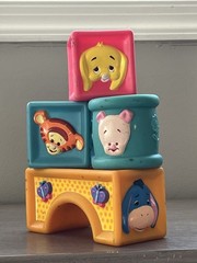 Disney Pooh & Friends Soft Rubber Toy Stacking Blocks Baby Piglet Tigger Vintage